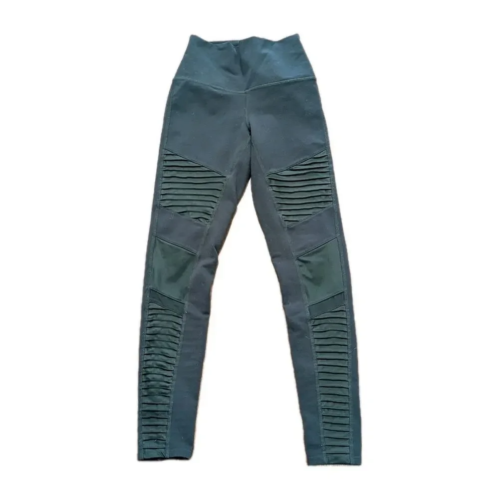 Alo Yoga Womens High-Waist Moto Leggings Hunter Green Size XS
